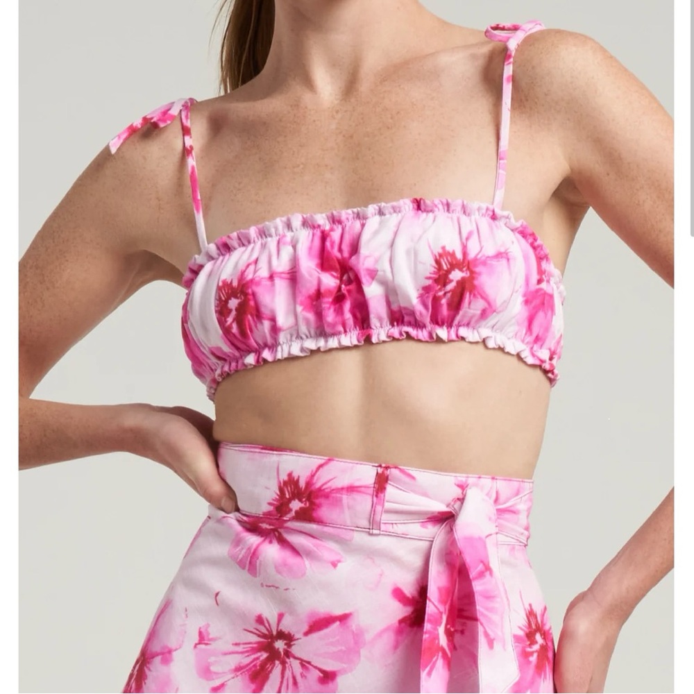 SIGAL Ruched Pink Bandeau Top Size Small
